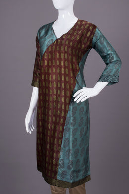 Brown Handcrafted Bagh Printed Modal Silk Kurta - Avishya