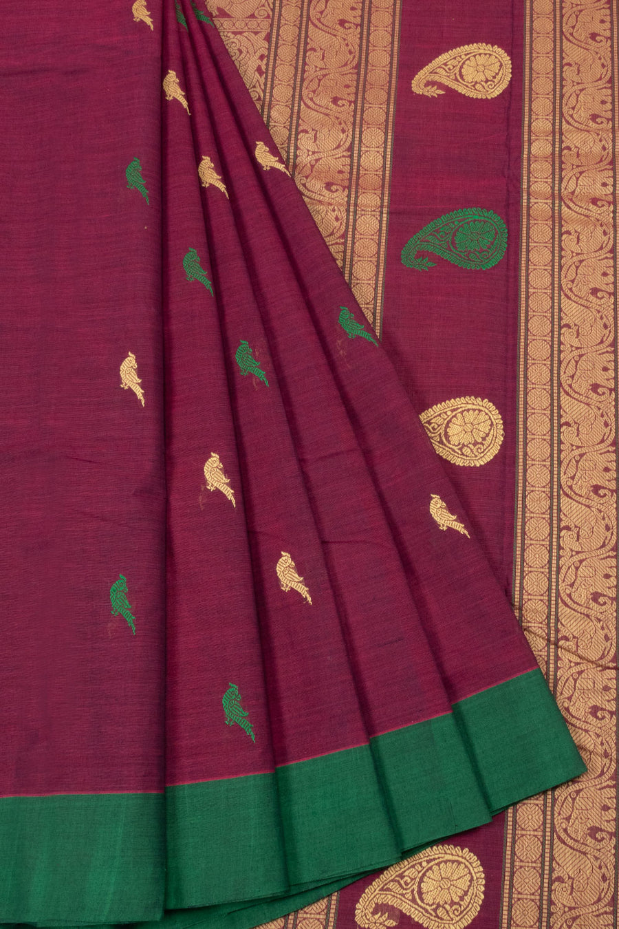 Purple Handwoven Kanchi Cotton Saree -Avishya