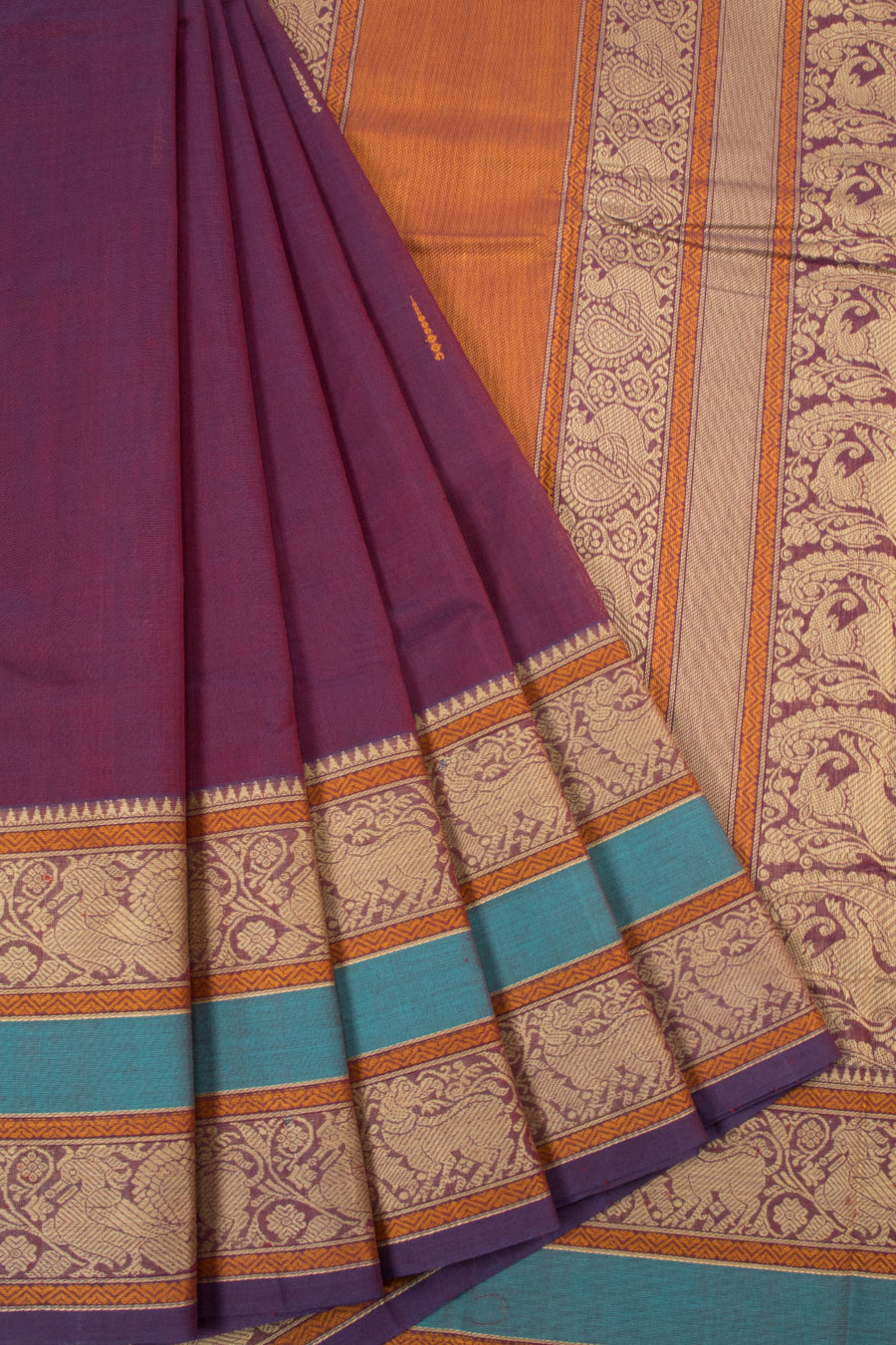 Violet Handwoven Kanchi Cotton Saree - Avishya