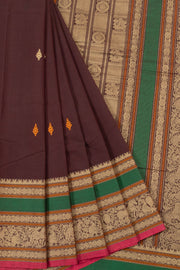 Burgundy Handwoven Kanchi Cotton Saree -Avishya