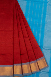 Wine Maroon Handloom Kanchi Silk Cotton Saree -Avishya