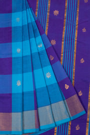 Blue Handloom Kanchi Silk Cotton Saree -Avishya