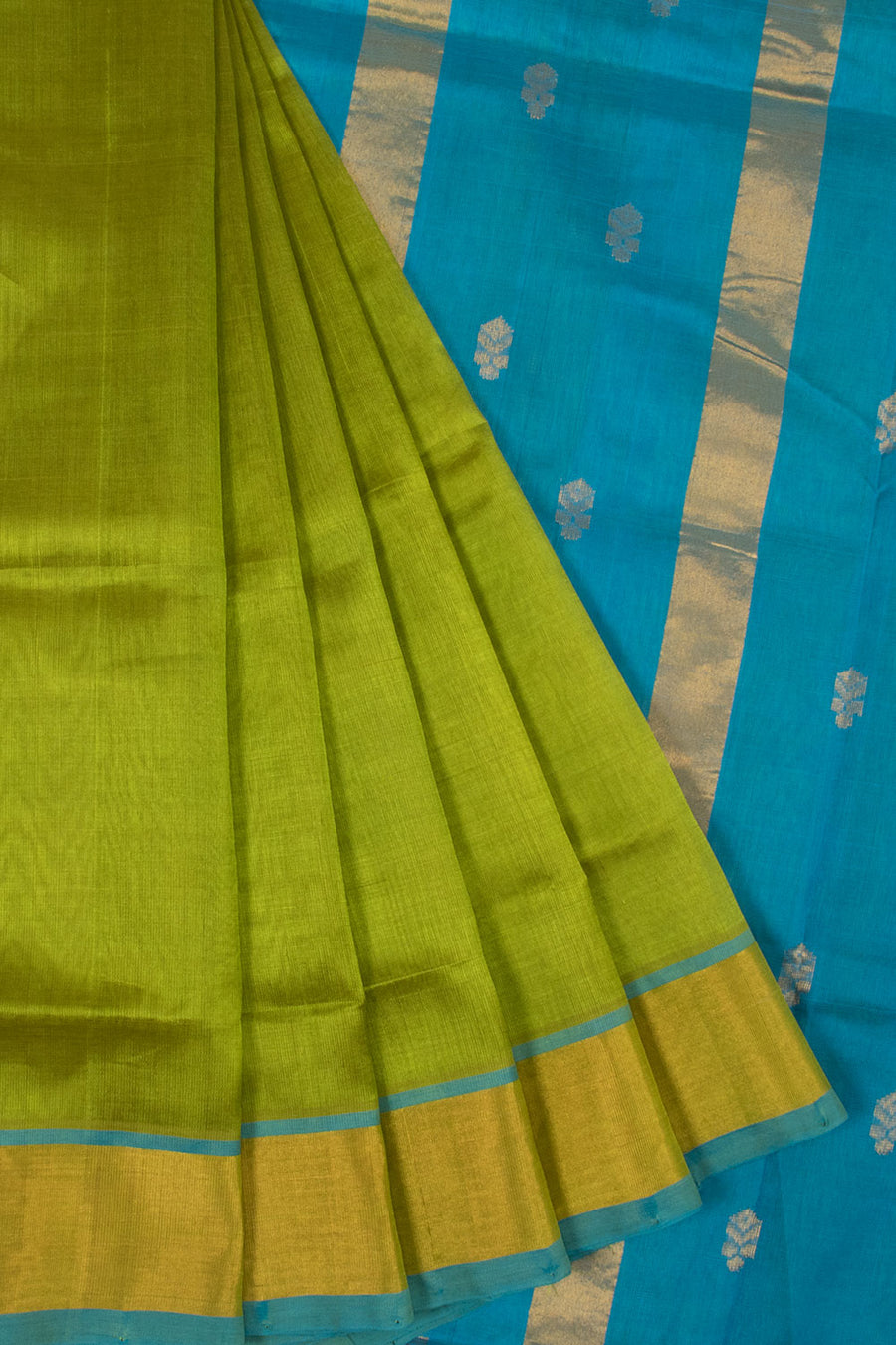 Moss Green  Handloom Kanchi Silk Cotton Saree-Avishya