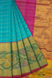 Blue Handloom Kanchi Silk Cotton Saree - Avishya