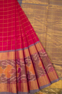 Chilli Red Handloom Kanchi Silk Cotton Saree-Avishya