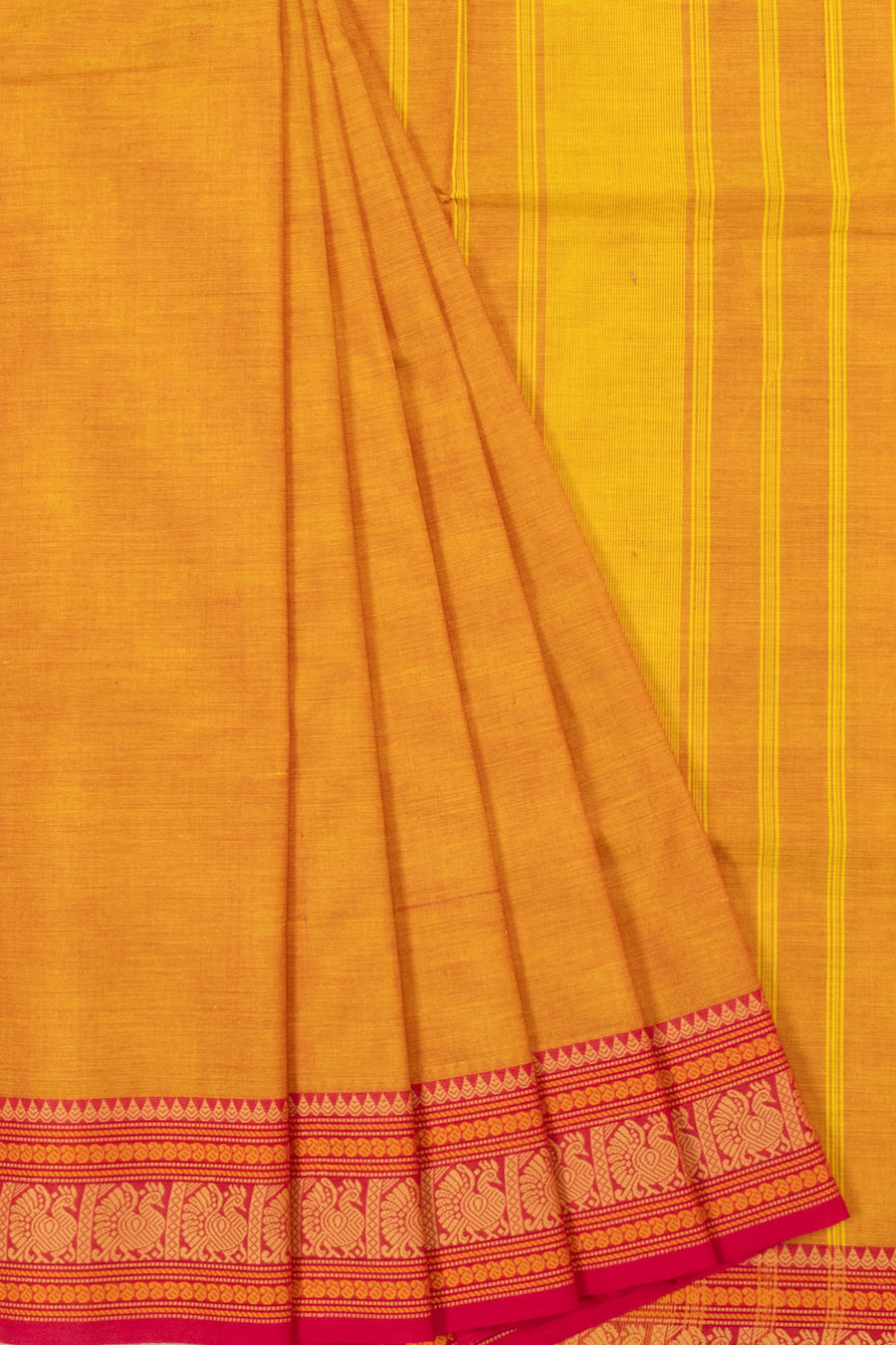 Mango Yellow Handwoven Kanchi Cotton Saree-Avishya