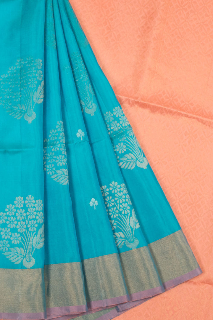 Blue Handloom Kanjivaram Soft Silk Saree - Avishya