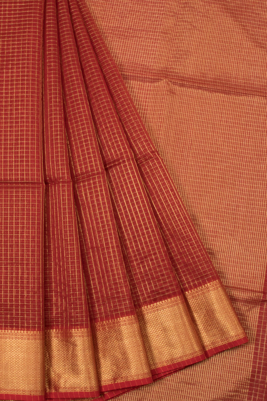 Maroon Handloom Maheshwari Silk Cotton Saree - Avishya
