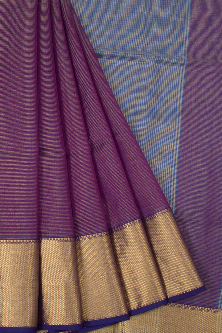 Purple Handloom Maheswari Silk Cotton Saree  - Avishya