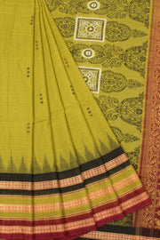 Green Handloom Odisha Cotton Saree - Avishya