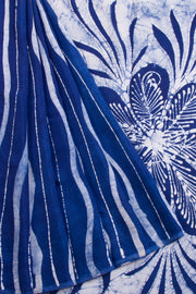 Blue Batik Muslin Silk Saree - Avishya
