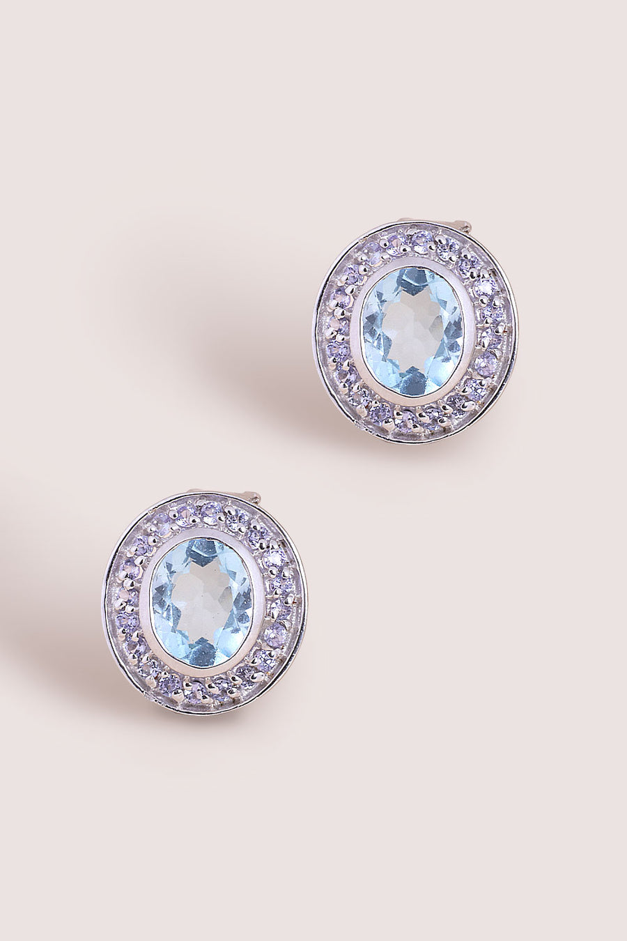 Blue Topaz Tanzanite Sterling Silver Stud Earring - Avishya