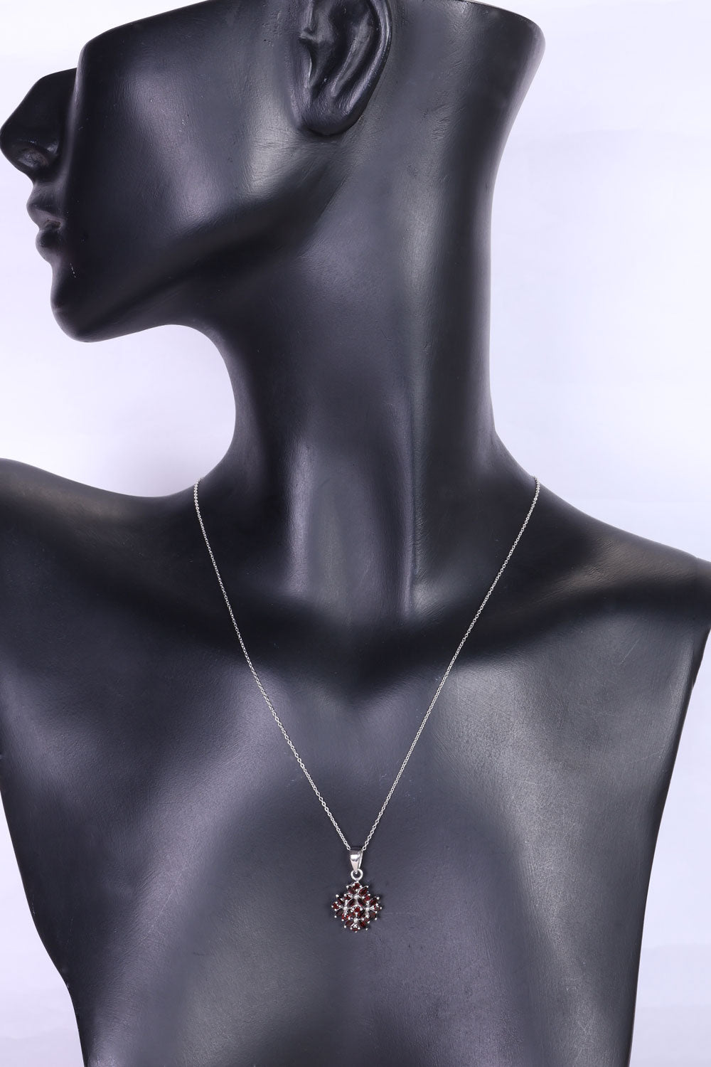 Garnet Sterling Silver Necklace Pendant Chain - Avishya