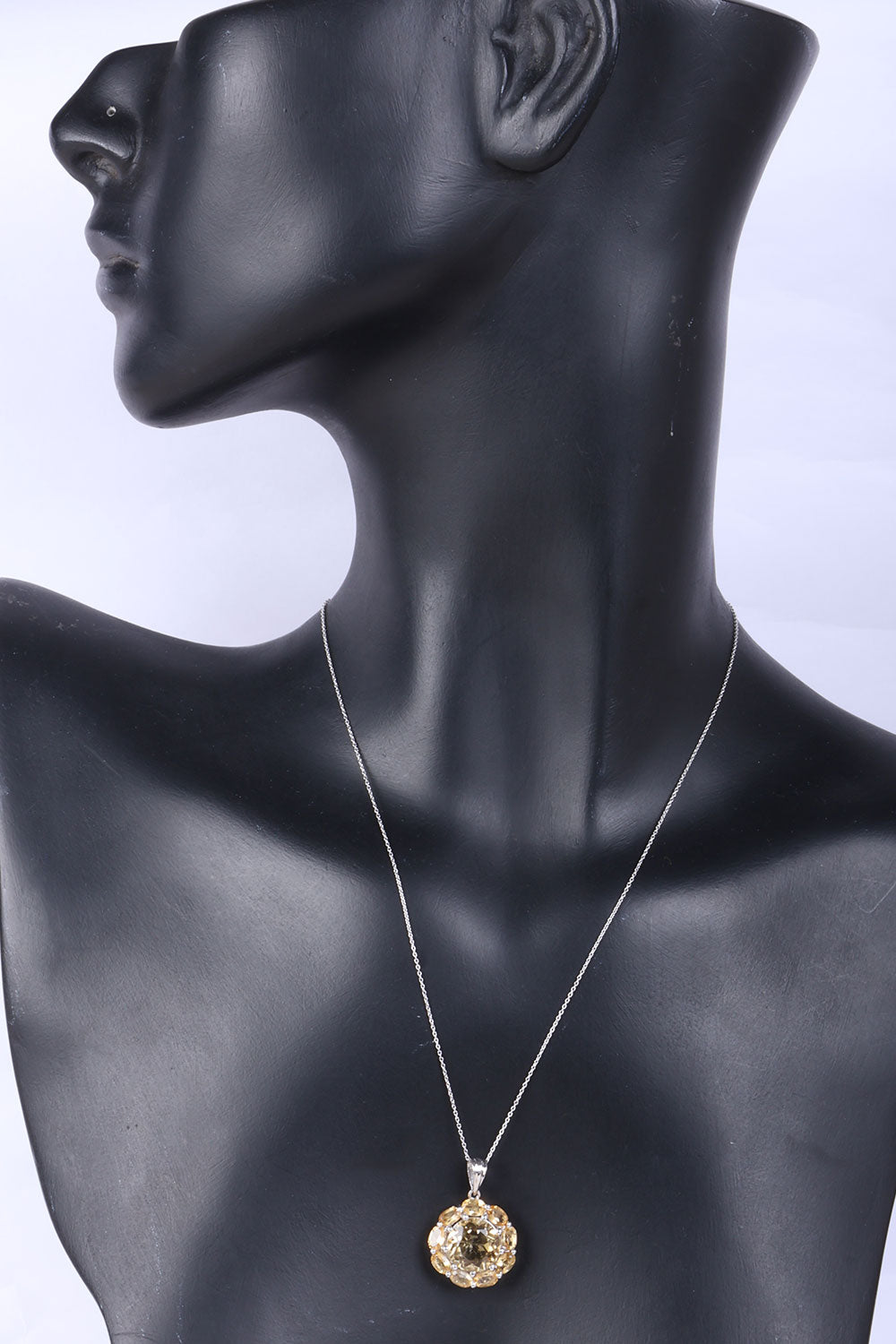 Citrine Sterling Silver Necklace Pendant Chain - Avishya