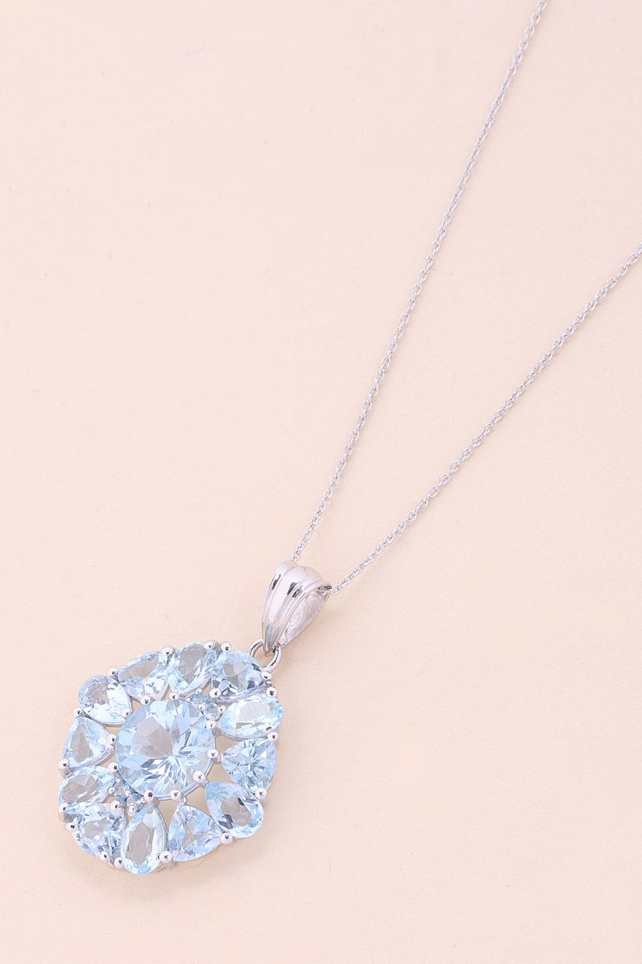 Blue Topaz Silver Necklace Pendant Chain-Avishya