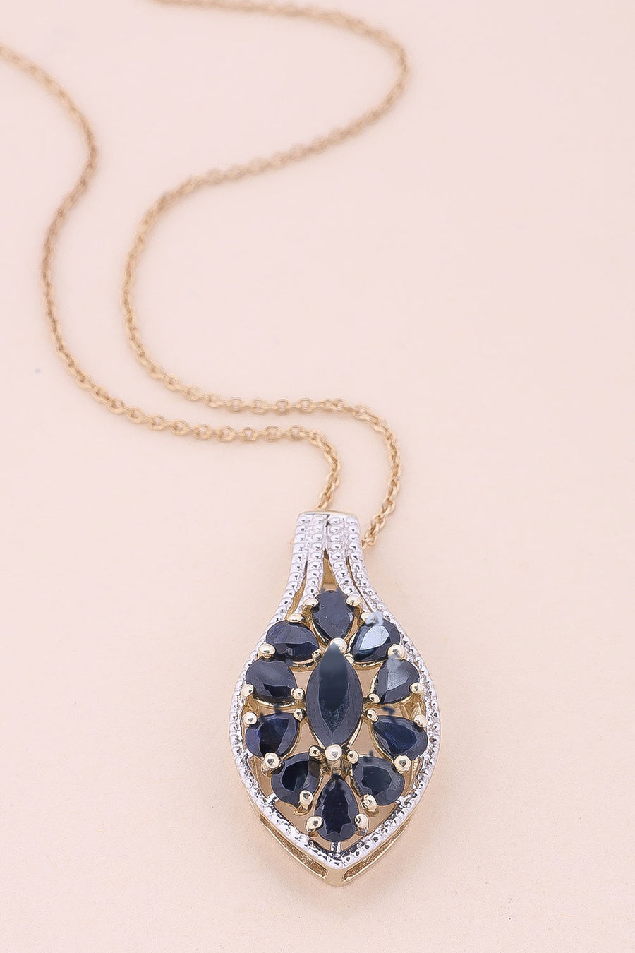 Blue Sapphire Silver Necklace Pendant Chain 10067178 - Avishya