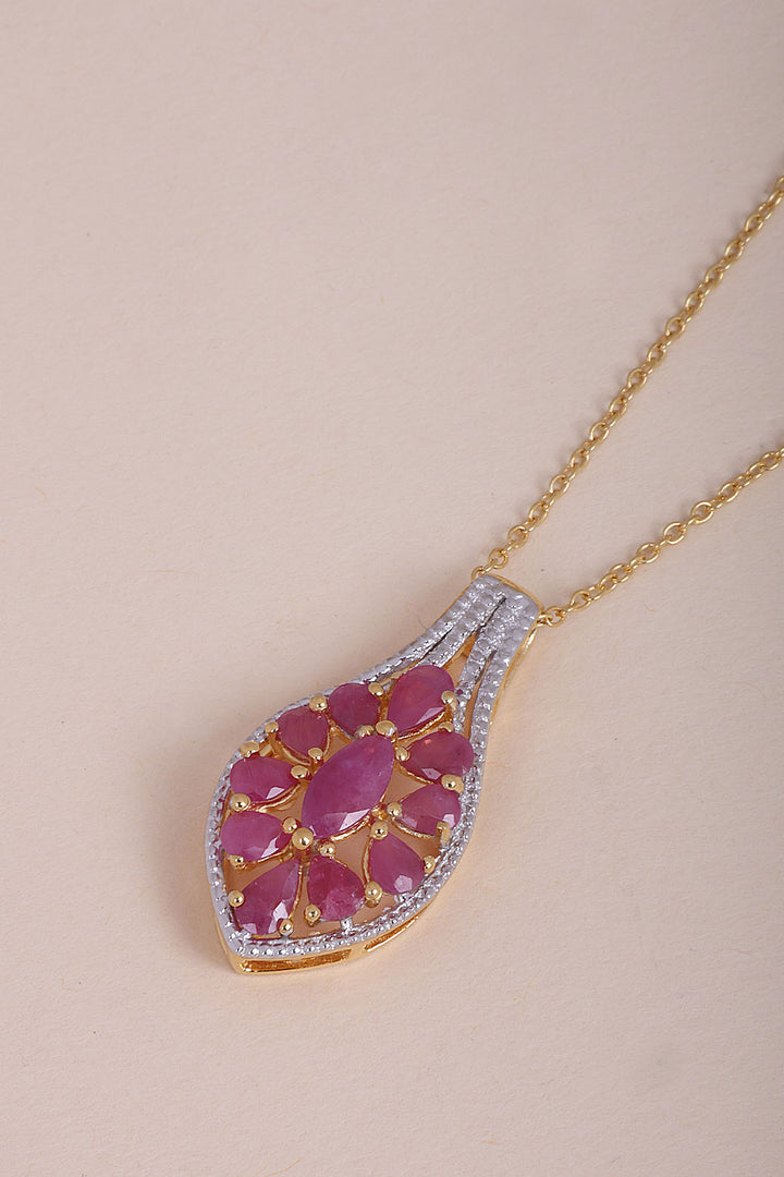 Ruby & Sterling Silver Necklace Pendant Chain 10067179