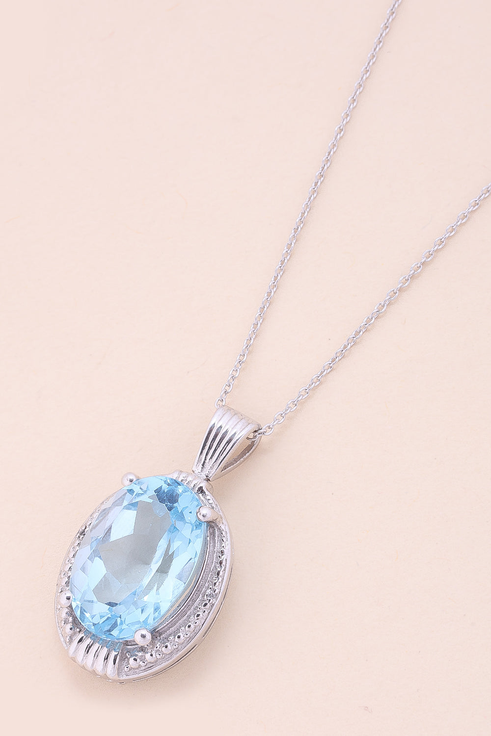 Blue & White Topaz Silver Necklace Pendant Chain-Avishya