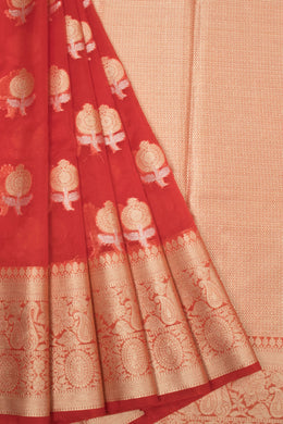 Red Banarasi Organza Saree - Avishya