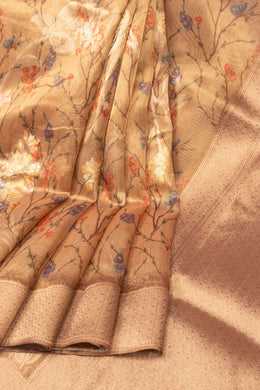 Golden Beige Tissue Organza Saree - Avishya