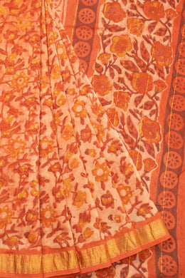 Orange Anokhi Hand Block Printed Saree - Avishya