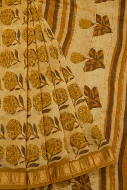 Brown Anokhi Hand Block Printed Saree - Avishya