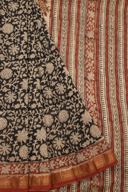 Black Anokhi Hand Block Printed Saree 10067348