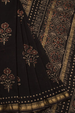 Black Anokhi Hand Block Printed Saree - Avishya