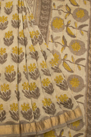 Beige Anokhi Hand Block Printed Saree - Avishya