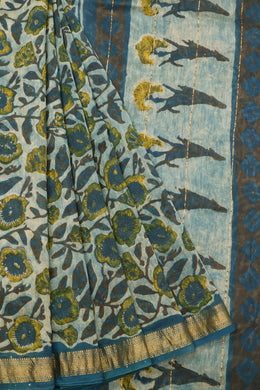 Blue Anokhi Hand Block Printed Saree - Avishya