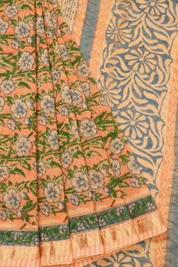 Peach Anokhi Hand Block Printed Saree - Avishya