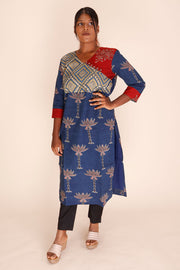 Blue Ajrakh Printed Cotton Kurta 10067391