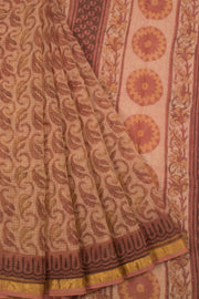  Brown Vanaspathi Hand block Printed Kota Cotton saree  - Avishya