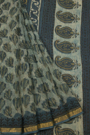 Blue Vanaspathi Hand block Printed Kota Cotton saree  - Avishya