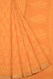 Orange Vanaspathi Hand block Printed Kota Cotton saree - Avishya