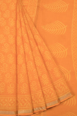 Orange Vanaspathi Hand block Printed Kota Cotton saree - Avishya
