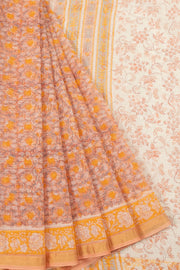 Orange  Vanaspathi Hand block Printed Kota Cotton saree - Avishya