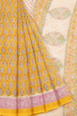 Orange  Vanaspathi Hand block Printed Kota Cotton saree - Avishya