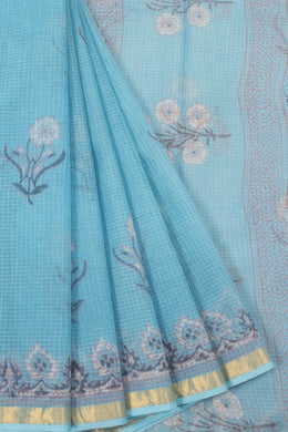 Blue Vanaspathi Hand block Printed Kota Cotton saree  - Avishya