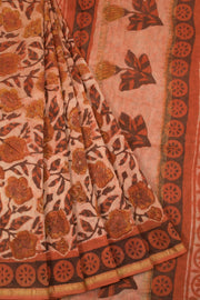 Red Vanaspathi Hand block Printed Silk Cotton Saree - Avishya