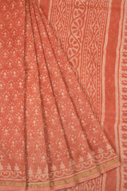 Orange  Vanaspathi Hand block Printed Silk Cotton Saree  - Avishya