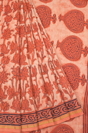 Orange Vanaspathi Hand block Printed Silk Cotton Saree - Avishya