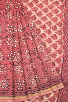 Maroon Vanaspathi Hand block Printed Silk Cotton Saree - Avishya
