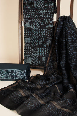 Black Vanaspathi Printed Cotton 3-Piece Salwar Suit Material 10067461