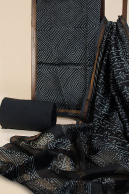 Black Vanaspathi Printed Cotton 3-Piece Salwar Suit Material 10067462