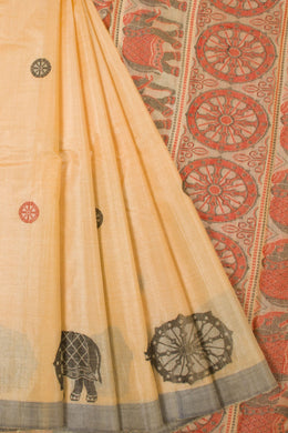 Peach Handloom Kosa silk saree - Avishya