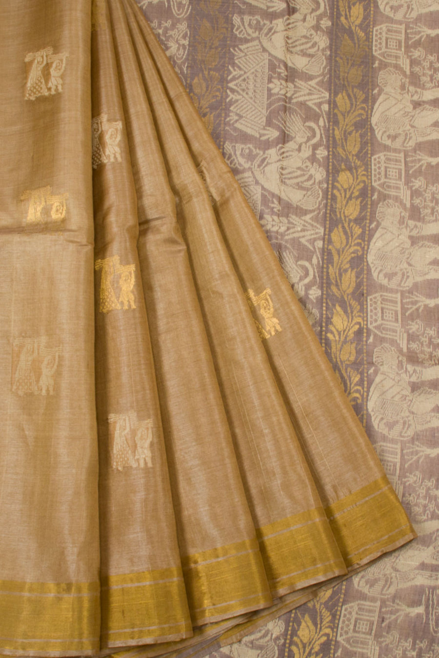 Beige Handloom Kosa silk saree - Avishya