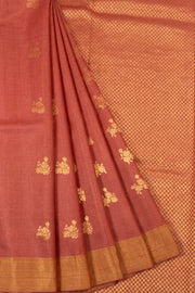 Rust Orange Handloom Kosa silk saree - Avishya