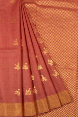 Rust Orange Handloom Kosa silk saree - Avishya