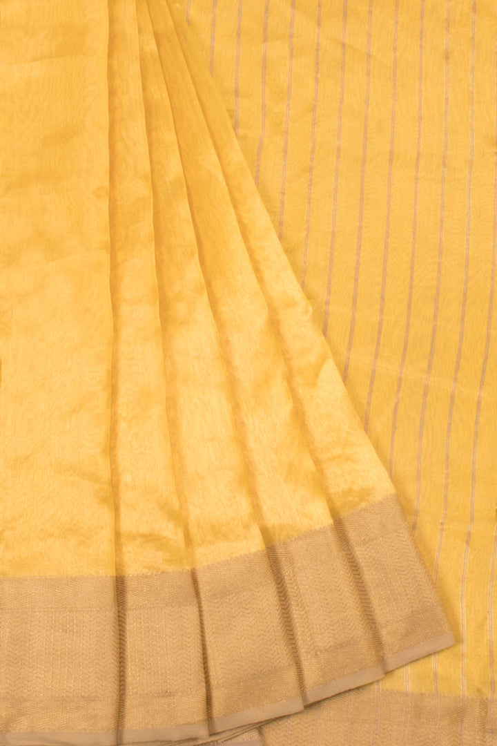 Yellow Handloom Maheshwari Tissue Silk Saree 10067496